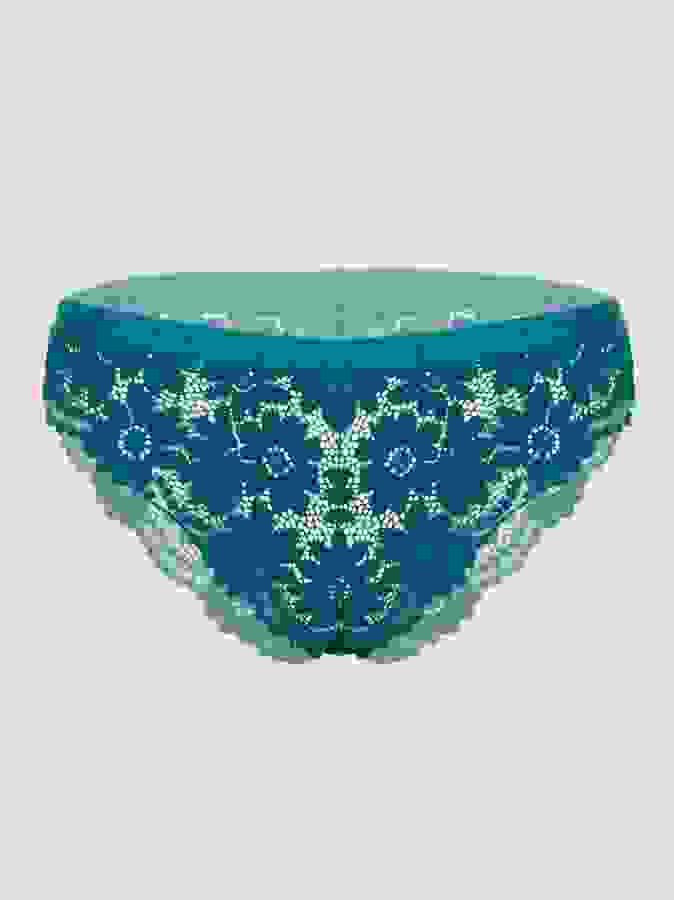 Lovehoney Mindful Forest Green Recycled Lace Brazilian Panties, Green, hi-res